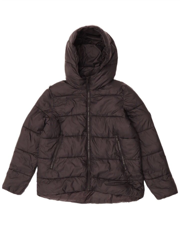 Zara Womens Hooded Padded Jacket UK 14 Medium Black Nylon