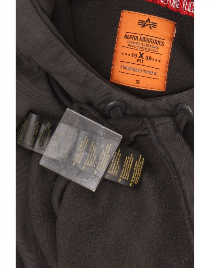 Alpha Industries Womens Crop Oversized Hoodie Jumper UK 10 Small Grey