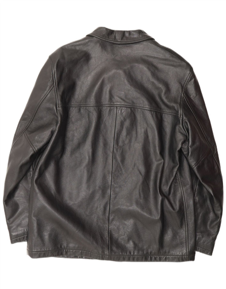 STEWART Mens Leather Jacket UK 44 2XL Black Leather Classic