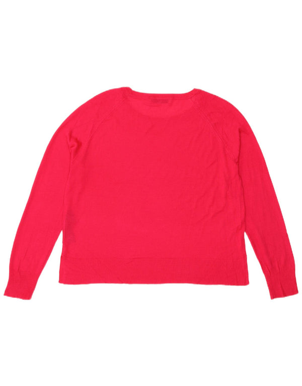 Zara Womens Oversized Crew Neck Jumper Sweater UK 10 Small Pink Viscose