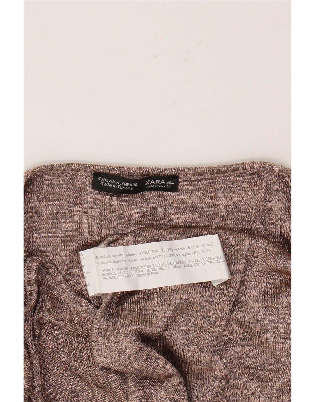 Zara Womens Top Long Sleeve UK 16 Large Brown Polyester