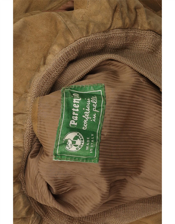 VINTAGE Mens Suede Bomber Jacket UK 38 Medium Beige Leather