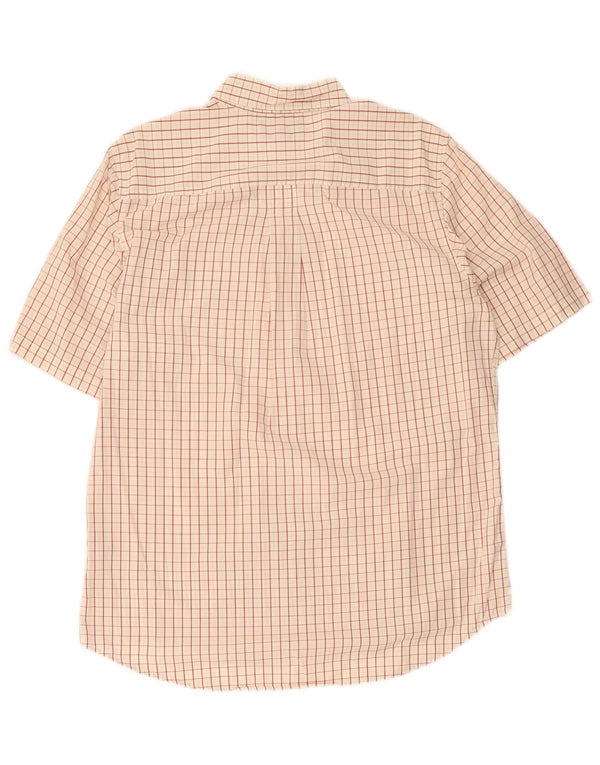 Timberland Mens Short Sleeve Shirt Medium Beige Check Cotton