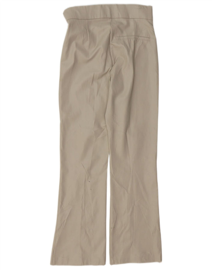 ZARA Womens Faux Leather Bootcut Trousers Small W26 L26 Beige Polyamide