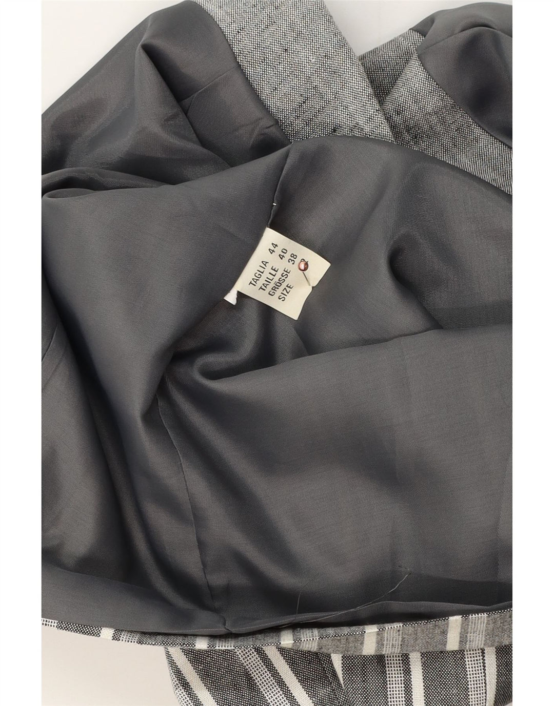 Vintage Womens Crop 1 Button Blazer Jacket UK 12 Medium Grey Striped