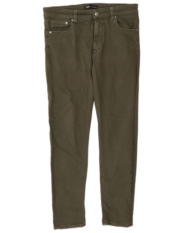 Zara Mens Slim Jeans EU 44 Large W34 L30 Khaki Cotton