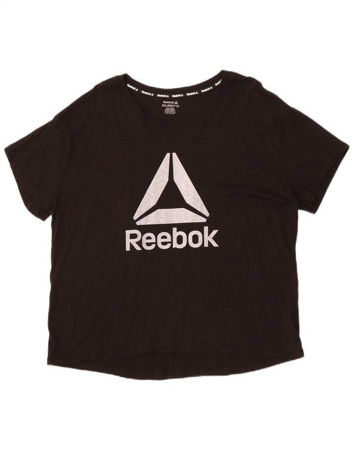 Reebok Mens Graphic T-Shirt Top 2XL Black Cotton