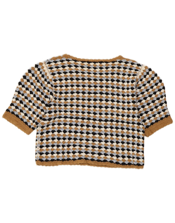 ZARA Womens Crop Boat Neck Jumper Sweater UK 14 Large Multicoloured