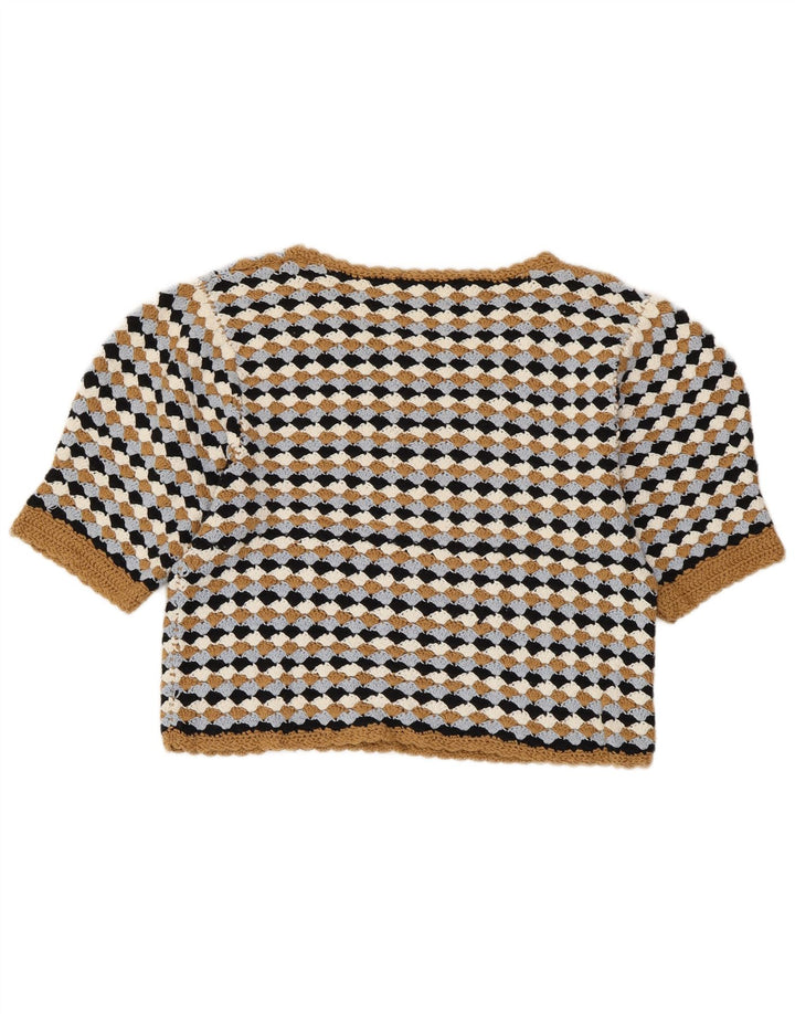 ZARA Womens Crop Boat Neck Jumper Sweater UK 14 Large Multicoloured