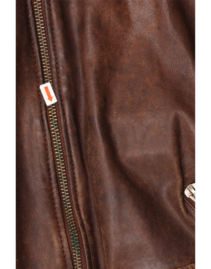 Be Edgy Mens Leather Jacket UK  38 Medium Brown Leather