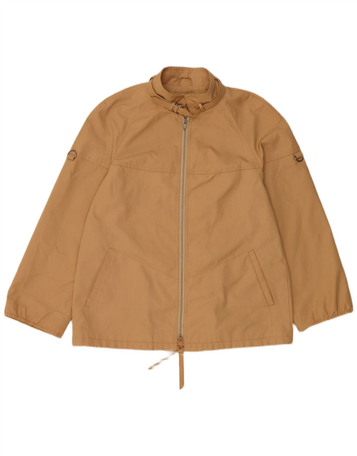 VINTAGE Womens Bomber Jacket EU 40 Medium Beige Polyester
