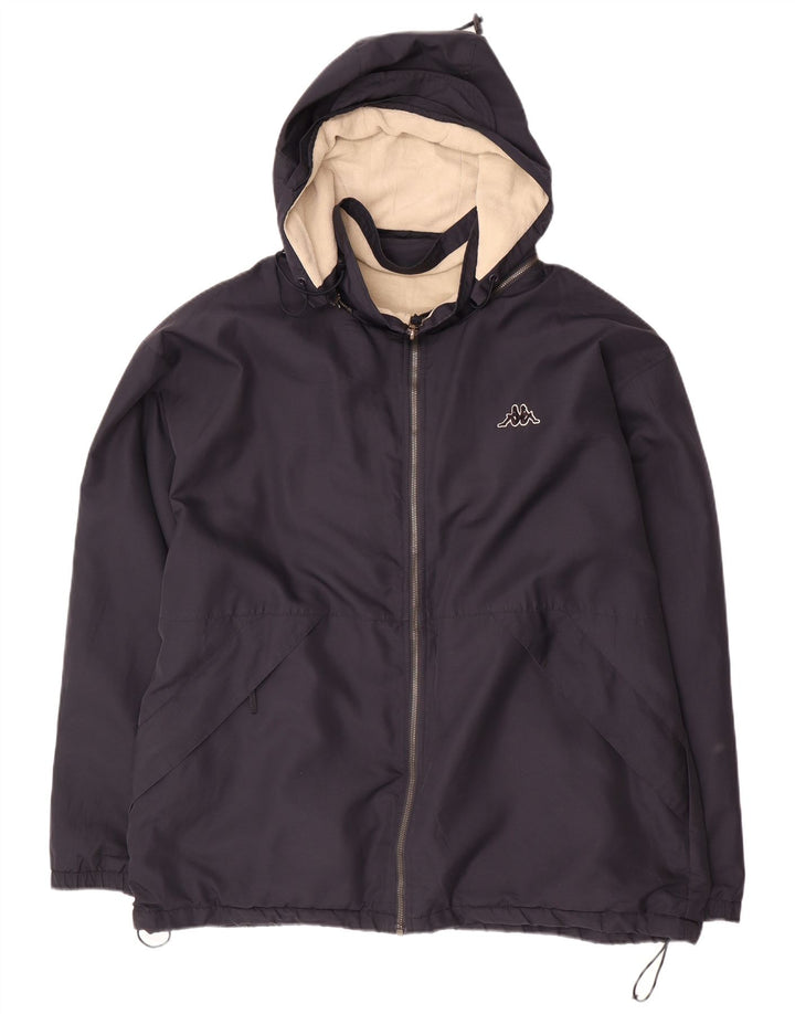 Kappa Mens Hooded Reversible Jacket UK 40 Large Navy Blue Polyester