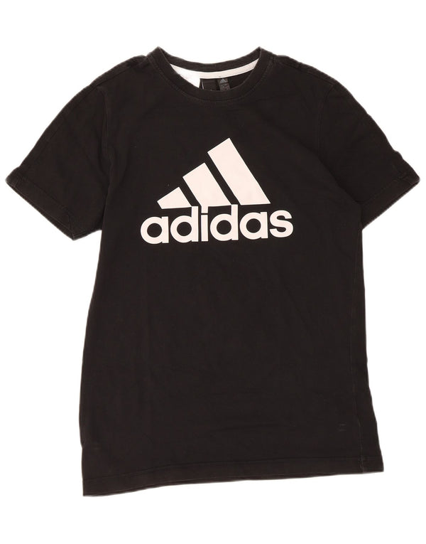 Adidas Boys Graphic T-Shirt Top 14-15 Years Black Cotton