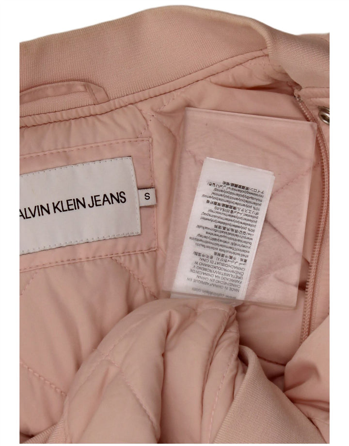 CALVIN KLEIN JEANS Womens Oversized Bomber Jacket UK 10 Small Pink