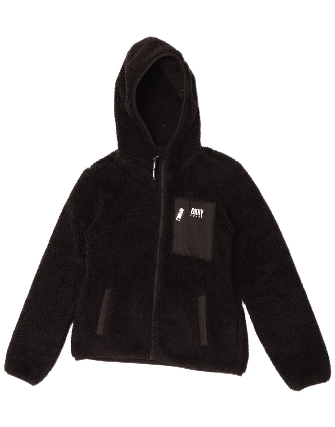 Dkny Girls Fleece Jacket 14-15 Years Large  Black Polyester
