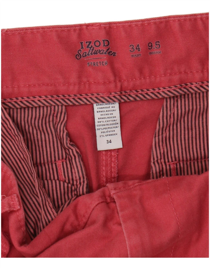 Izod Mens Salt Water Chino Shorts W34 Large Pink Cotton