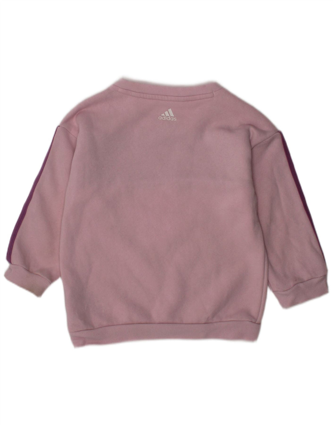 ADIDAS Baby Girls Graphic Sweatshirt Jumper 9-12 Months Pink Colourblock