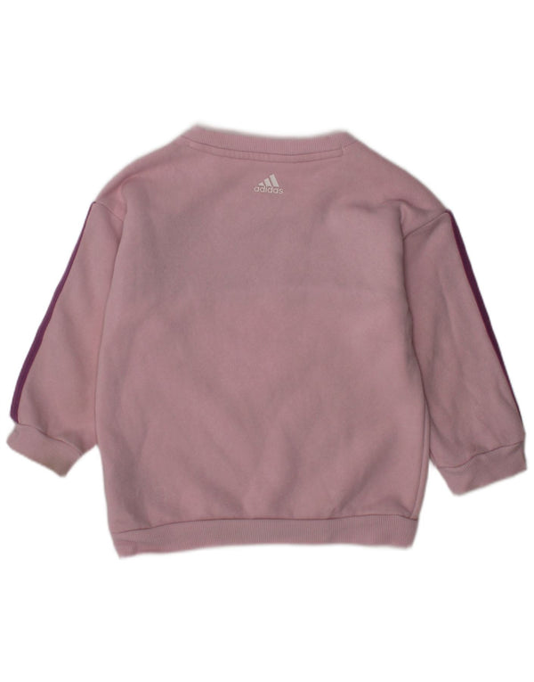 ADIDAS Baby Girls Graphic Sweatshirt Jumper 9-12 Months Pink Colourblock