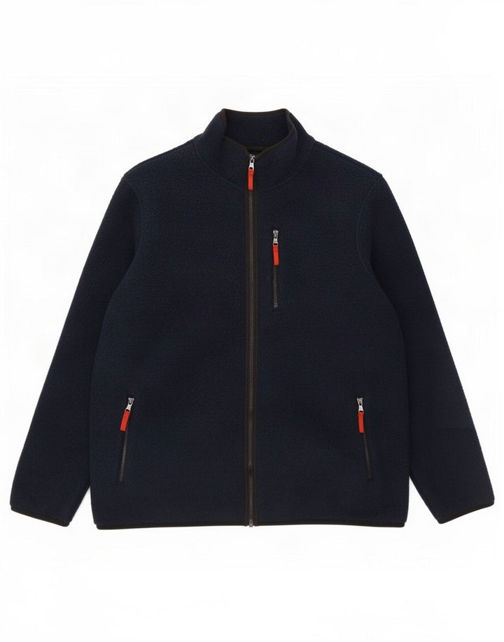 Marks & Spencer Mens Fleece Jacket UK 46 3XL Navy Blue Polyester