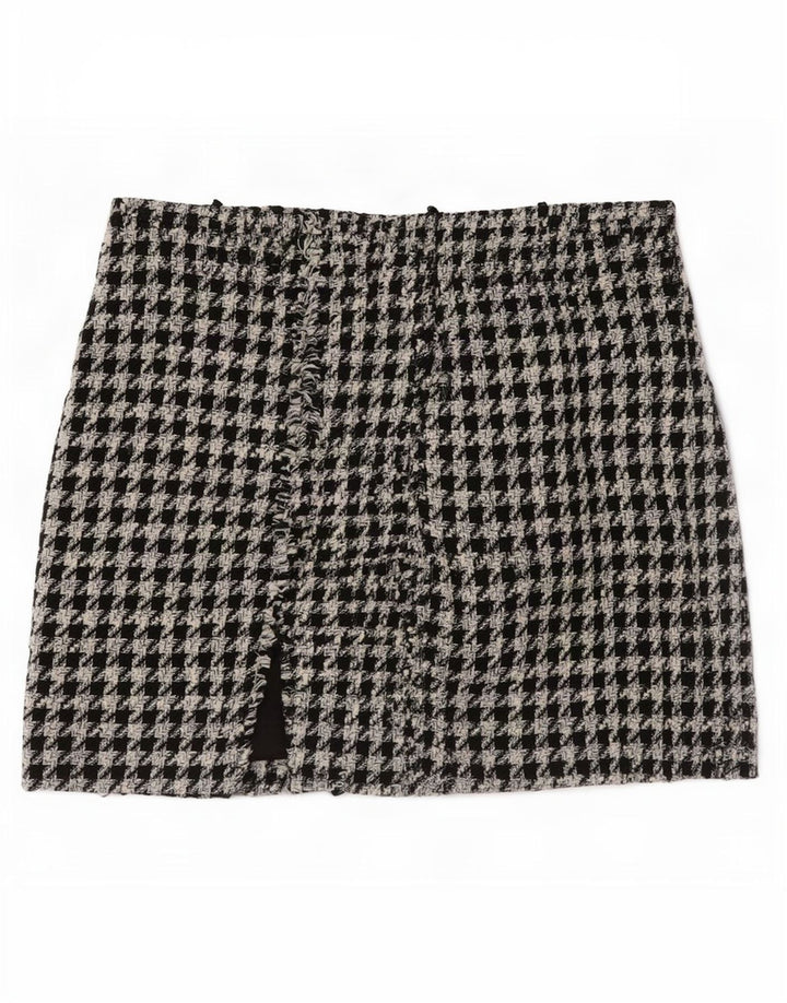 Zara Womens Mini Skirt Small W26 Black Houndstooth Polyester