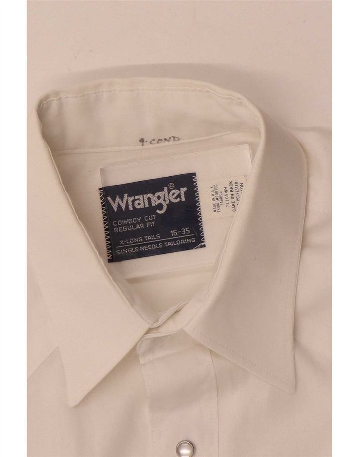 Wrangler Mens Tall Shirt Size 16 Large White Polyester