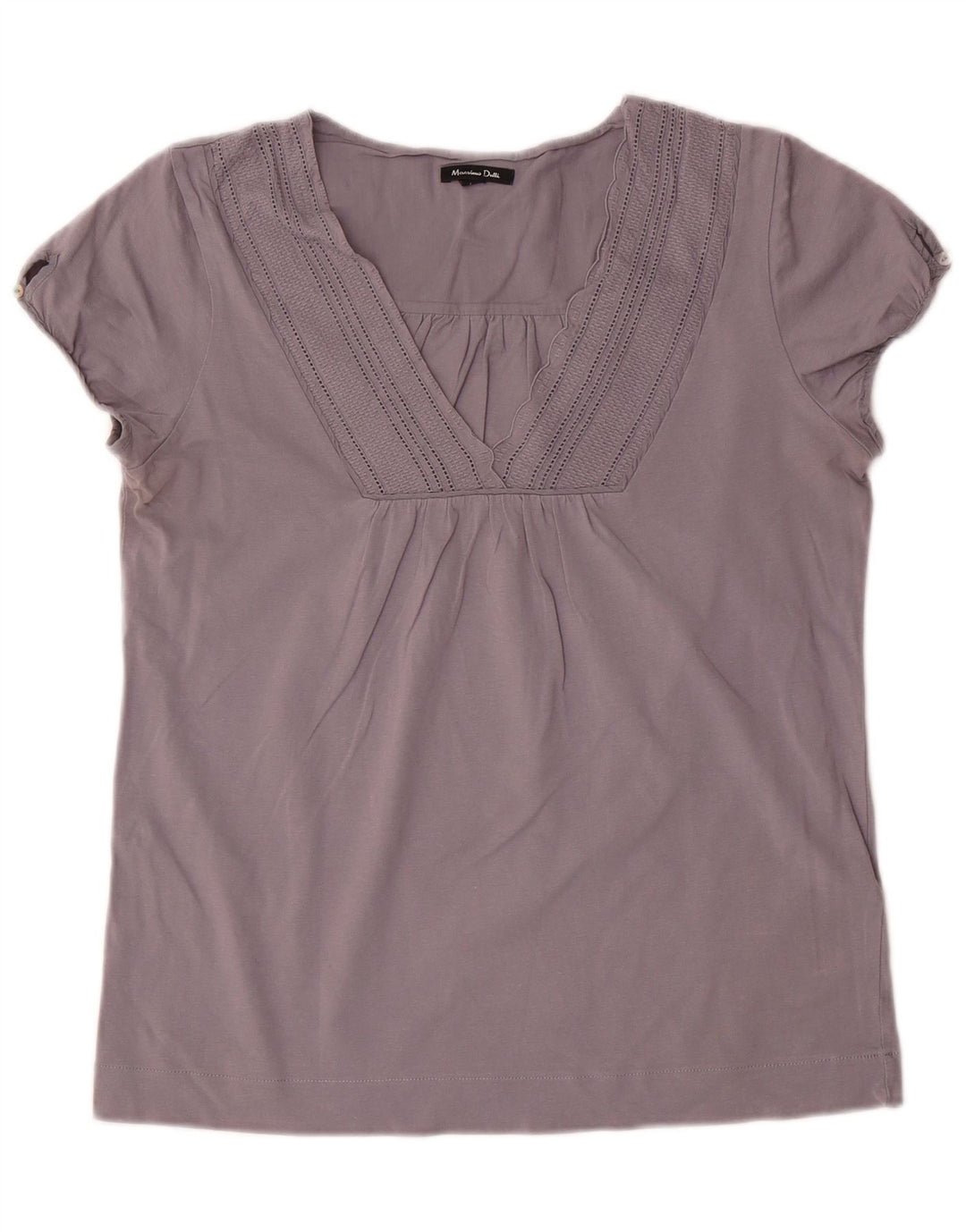 MASSIMO DUTTI Womens Blouse Top UK 14 Large Grey Cotton