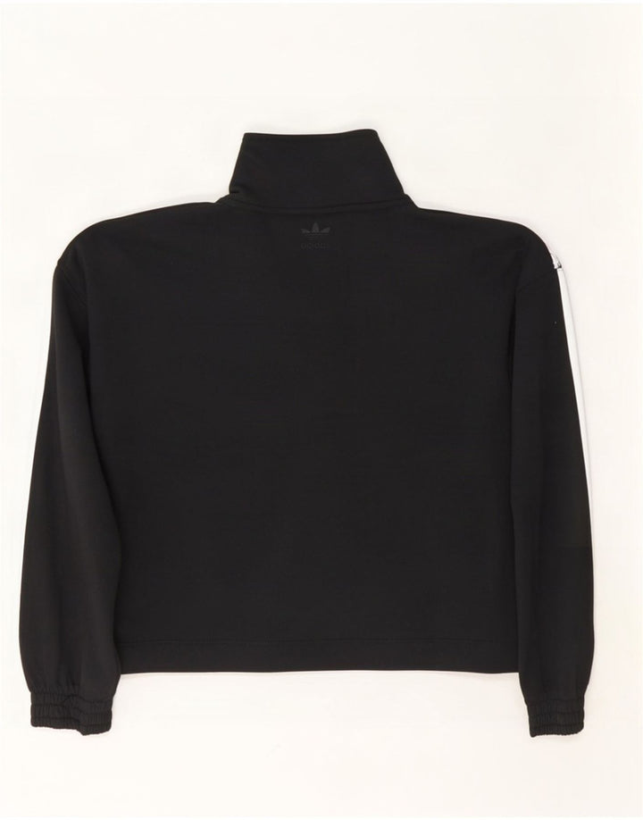 Adidas Womens Oversized Crop Button Neck Sweatshirt Jumper UK 8 Small Black