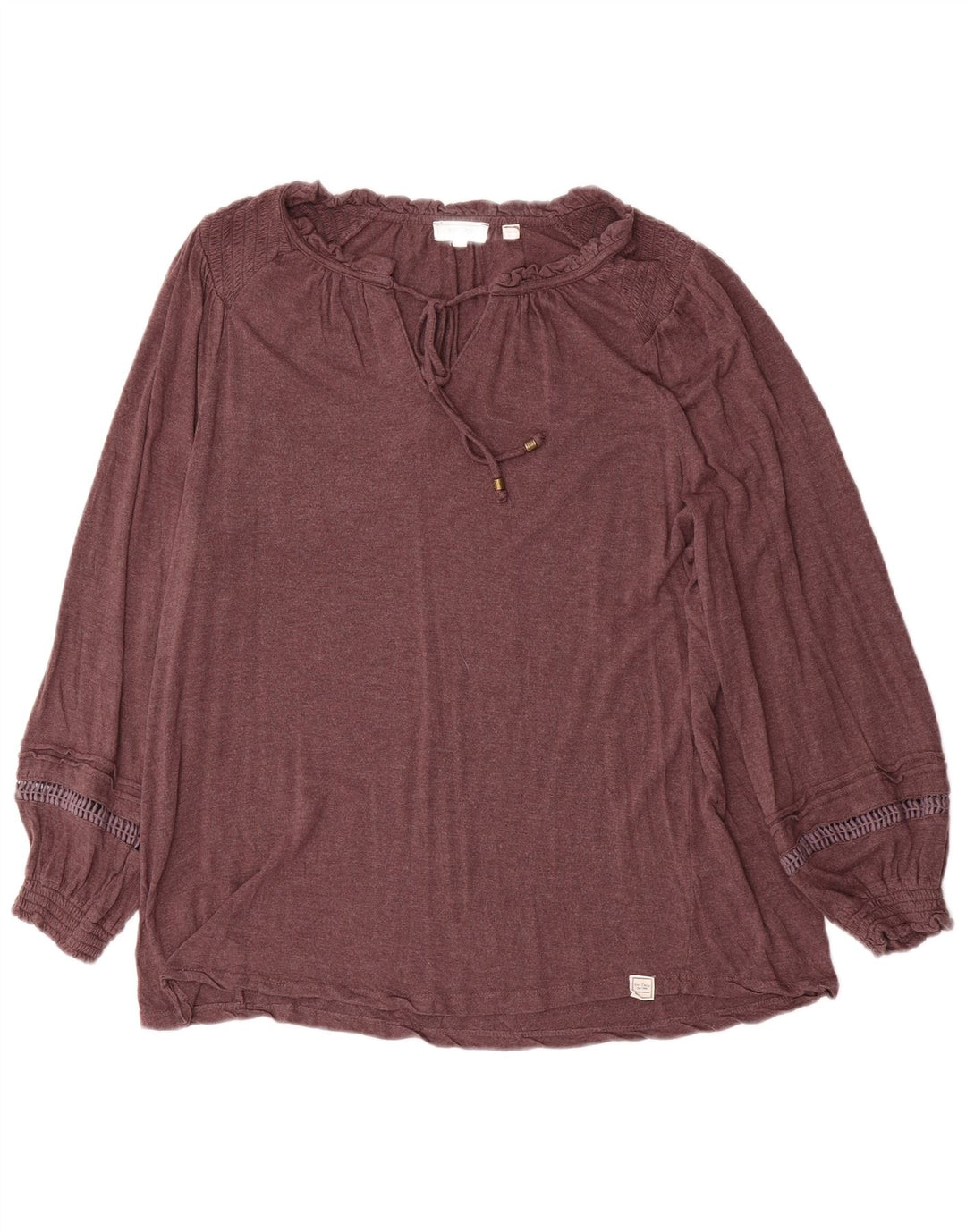 FAT FACE Womens Oversized Long Sleeve Blouse Top UK 10 Small Brown Viscose