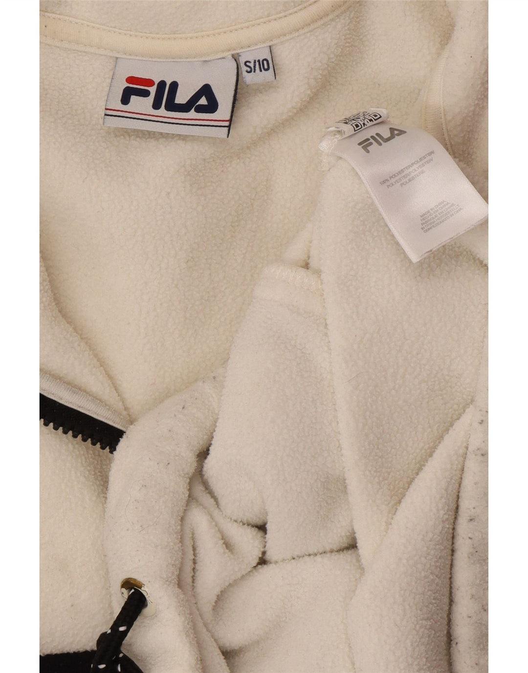 FILA Womens Oversized Graphic Fleece Jumper UK 10 Small White Colourblock