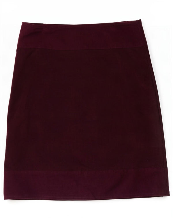 Weird Fish Womens Corduroy Skirt UK 12 Medium W34 Burgundy Cotton