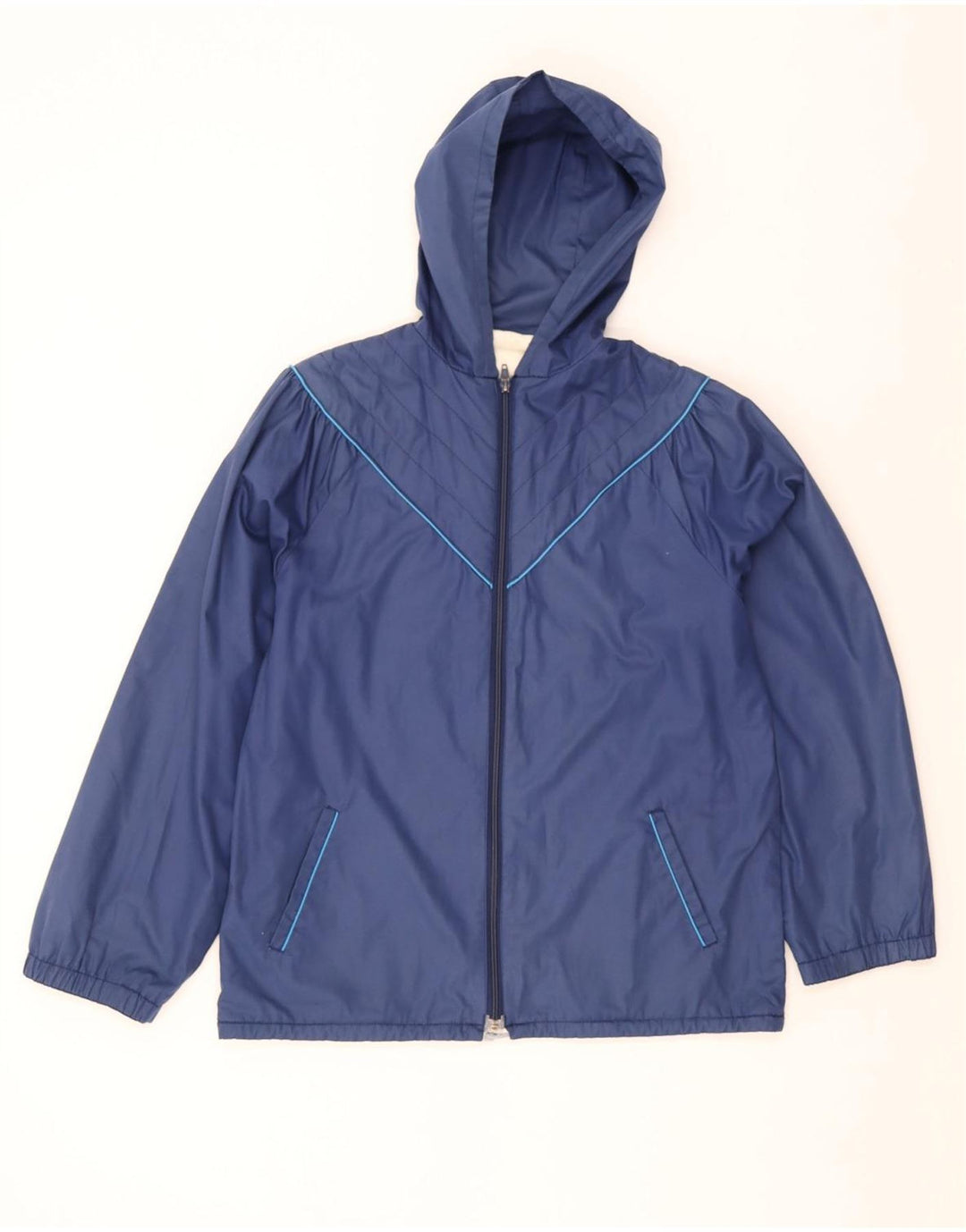 C & A Mens Hooded Windbreaker Jacket UK 36 Small Navy Blue Cotton