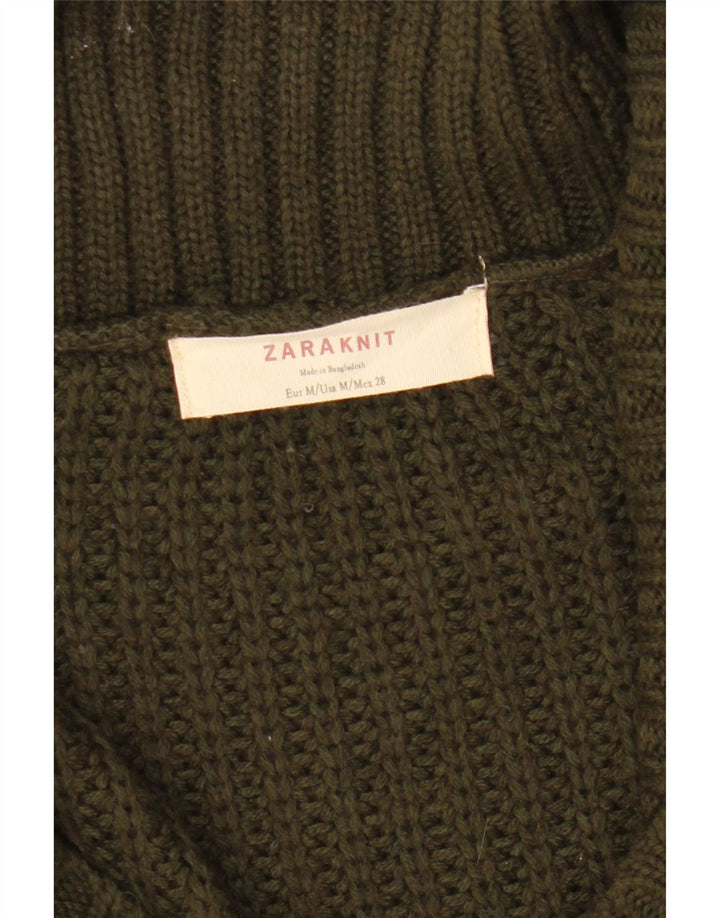 Zara Womens Double Breasted Cardigan Sweater UK 14 Medium Khaki