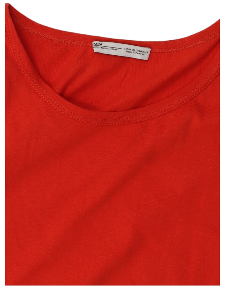 ZARA Womens Crop Batwing Blouse Top UK 12 Medium Red Floral