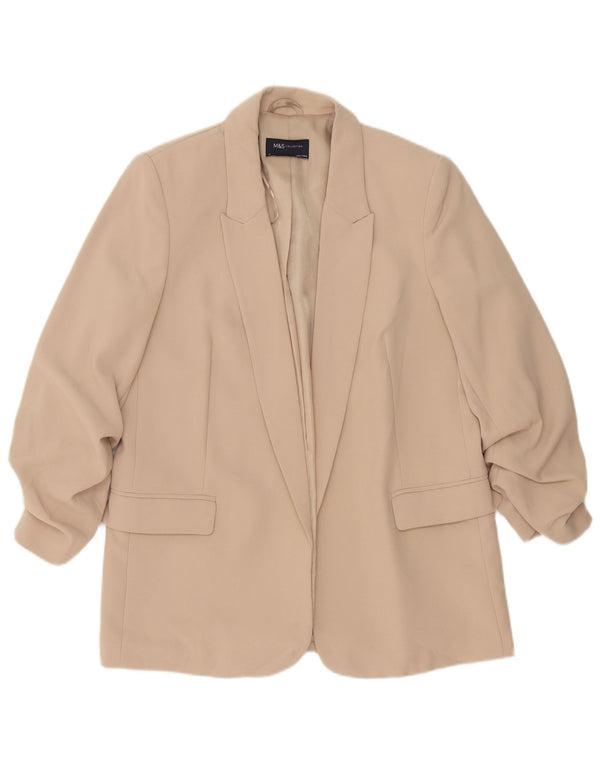 Marks & Spencer Womens Open Blazer Jacket UK 12 Medium Beige Polyester