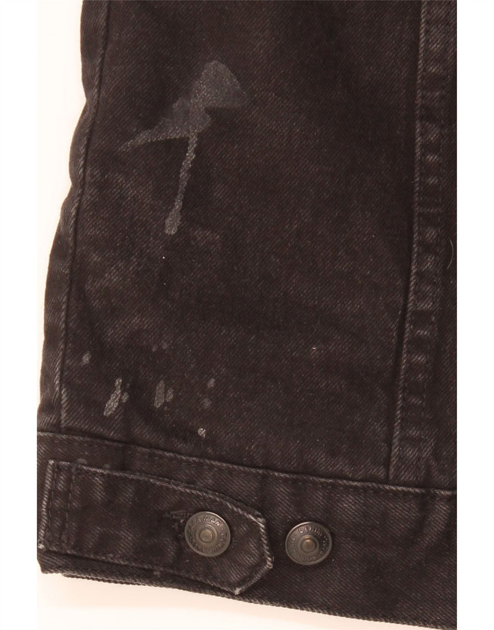 Zara Mens Denim Sherpa Jacket UK 42 XL Black Polyester