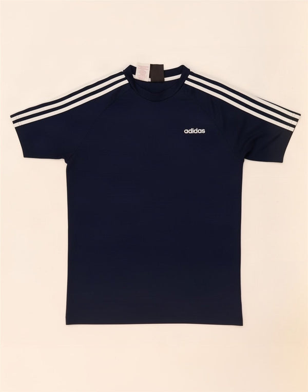 Adidas Boys Climalite T-Shirt Top 13-14 Years Navy Blue Polyester
