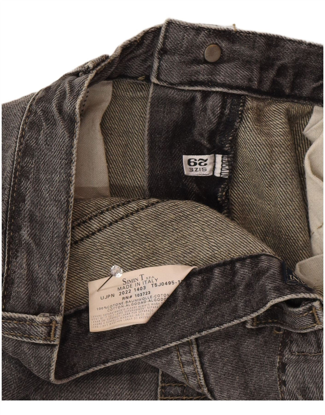 Armani Mens Straight Jeans W29 L33 Grey Cotton