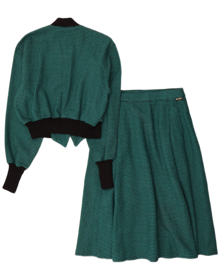 Vintage Womens 2 Piece Skirt Set IT 44 Medium W28 Green Houndstooth