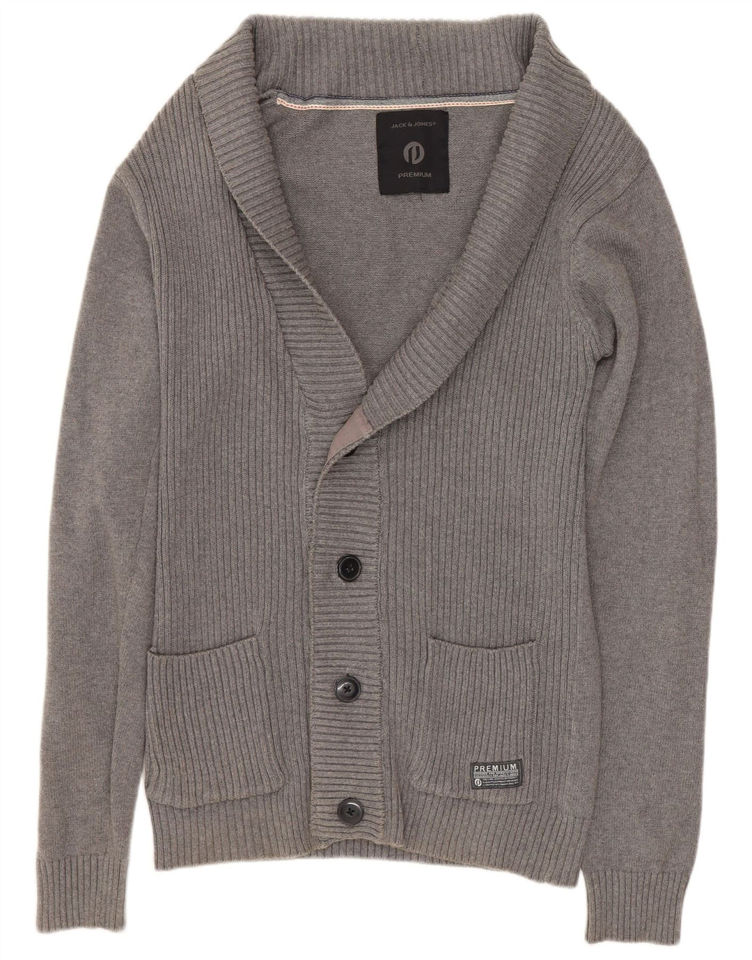 JACK & JONES Mens Cardigan Sweater Small Grey