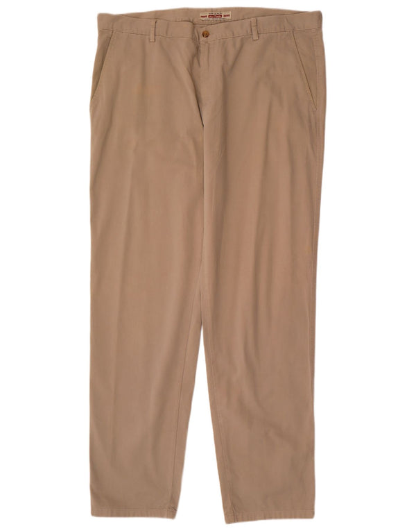 Pierre Cardin Mens Straight Chino Trousers EU 54 2XL W40 L34 Beige Cotton