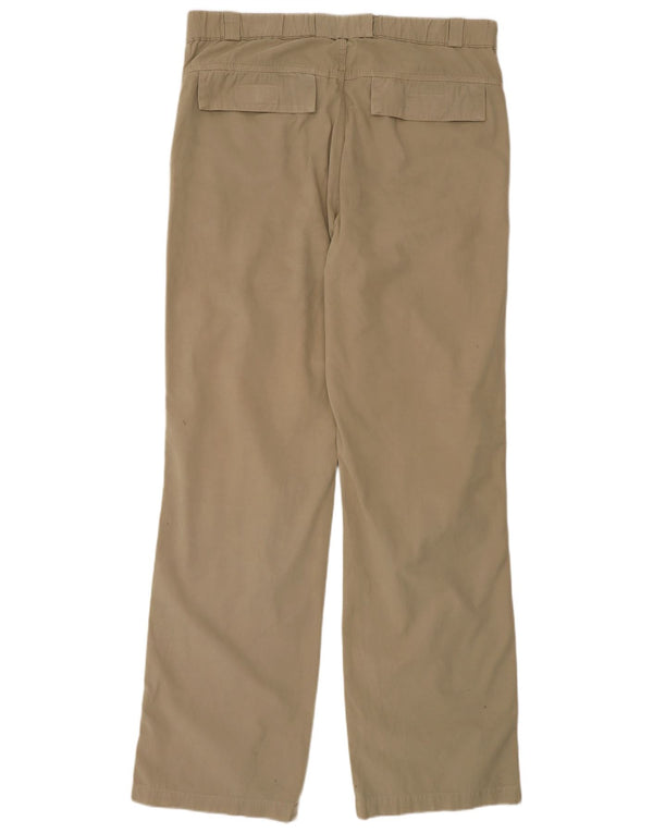 Playlife Mens Straight Chino Trousers Large W36 L33 Beige Cotton