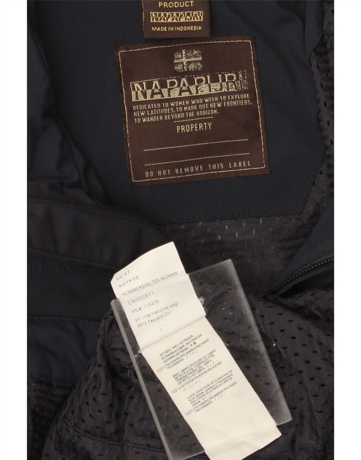 Napapijri Womens Rain Jacket UK 12 Medium Navy Blue Polyamide