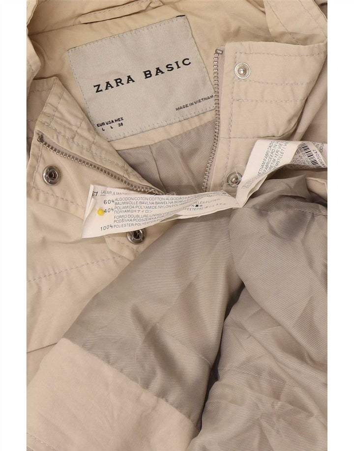 Zara Womens Military Jacket UK 14 Medium Grey Cotton