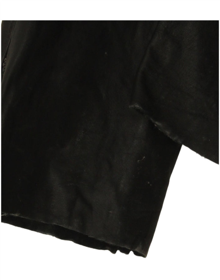 VINTAGE Womens Sleeveless Leather Jumpsuit UK 12 Medium  Black Leather