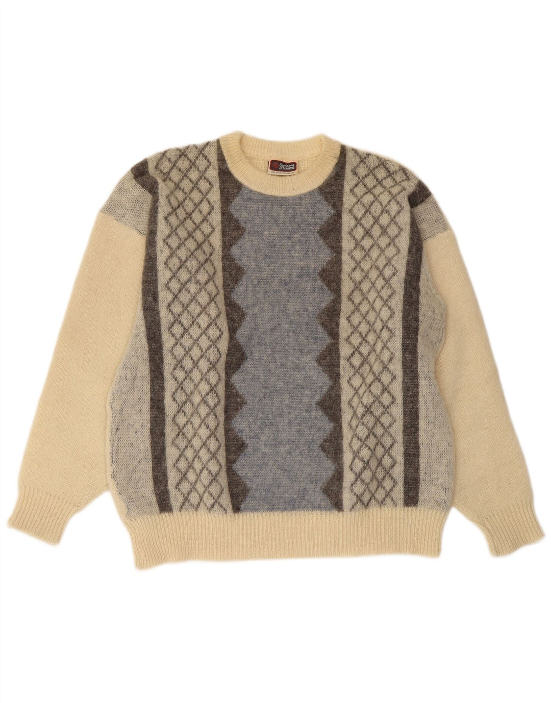 SAMBAND OF ICELAND Mens Crew Neck Jumper Sweater Large Beige