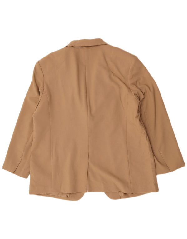 Marks & Spencer Womens 1 Button Blazer Jacket UK 18 XL Beige Polyester