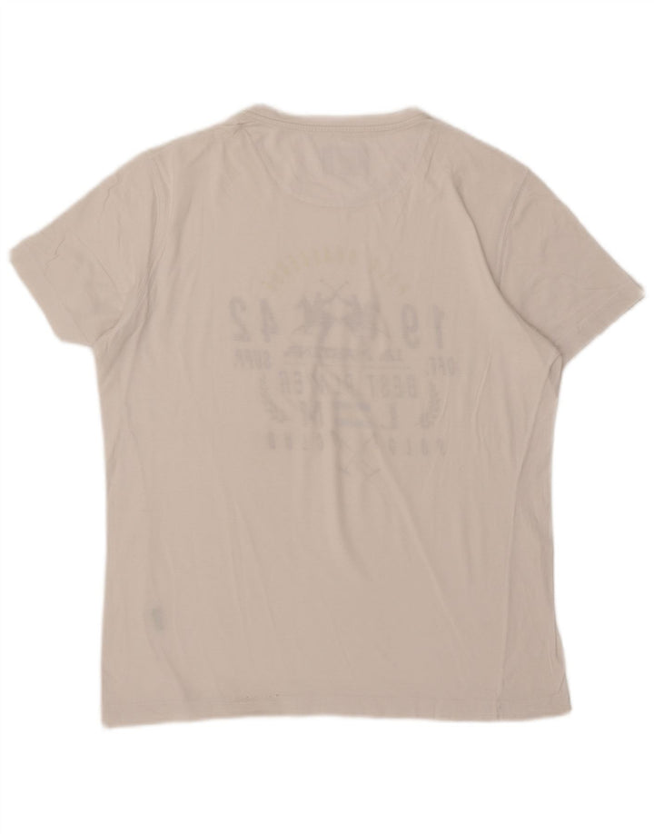 La Martina Mens Graphic T-Shirt Top Medium White