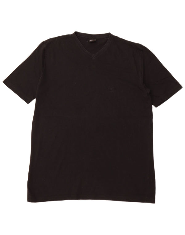 HUGO BOSS Mens T-Shirt Top Large Black Cotton
