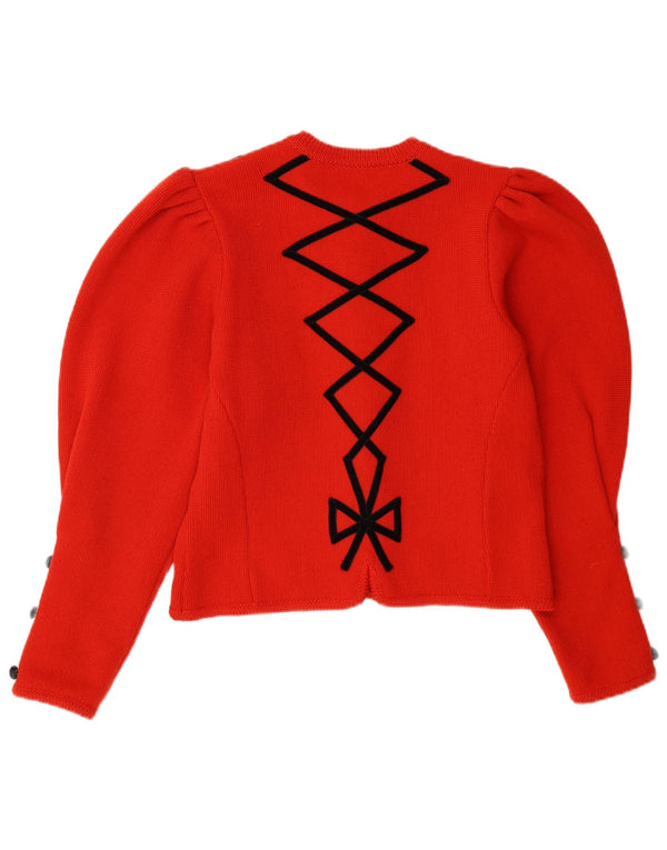 Astrifa Womens Crop Cardigan Sweater EU 40 Medium Red Geometric Wool