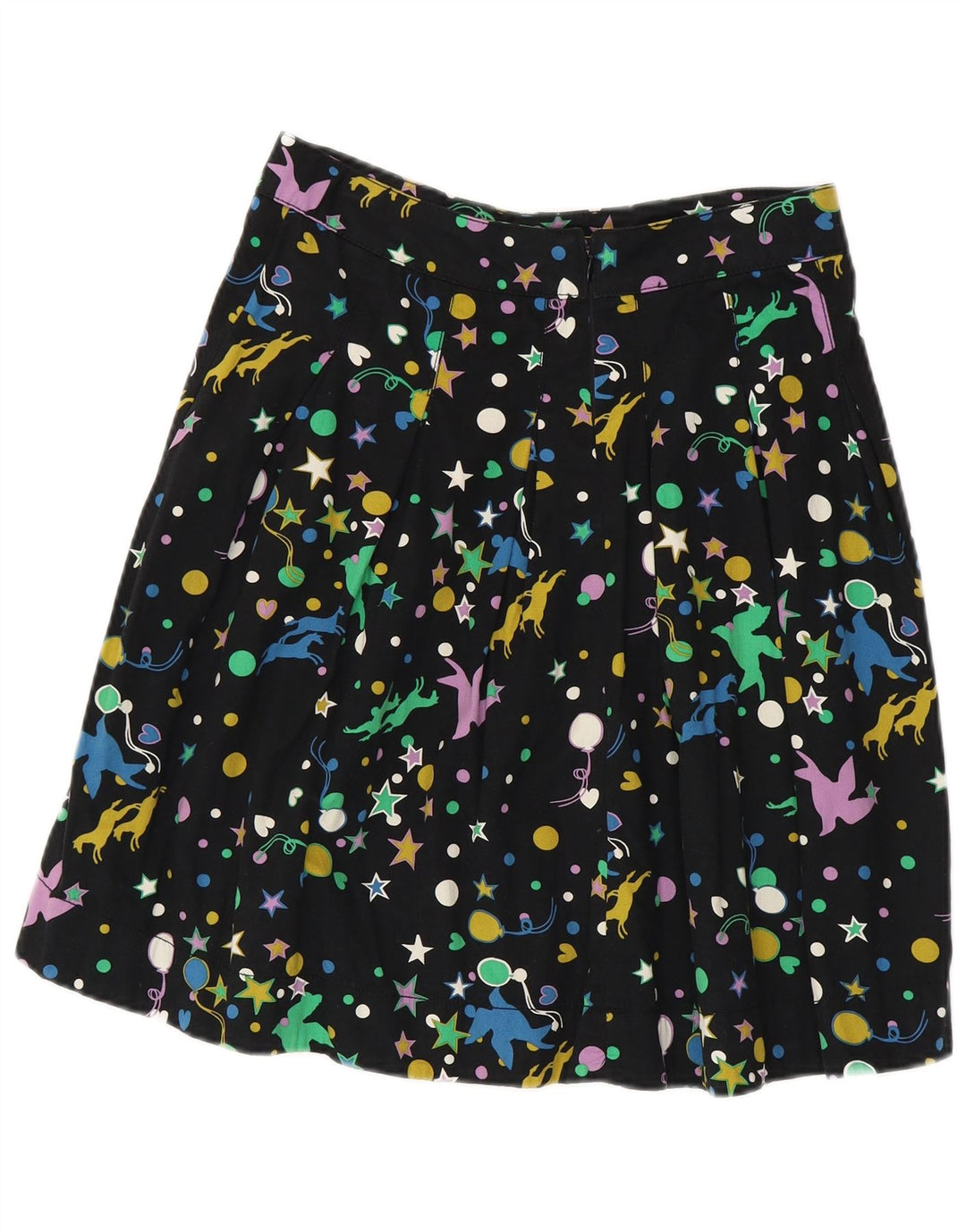 Vintage Womens Pleated Skirt W28 Medium Black Spotted